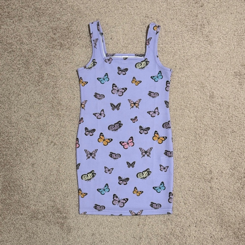 Girls Purple Bodycon Dress with Butterflies